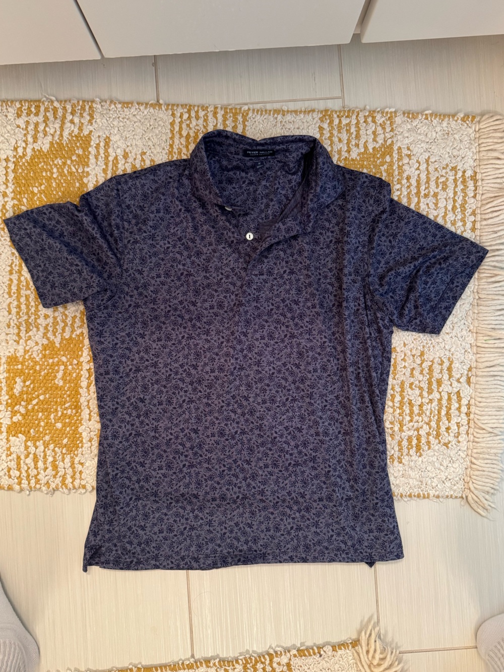 Peter Millar Dark Blue Micro-Print Polo